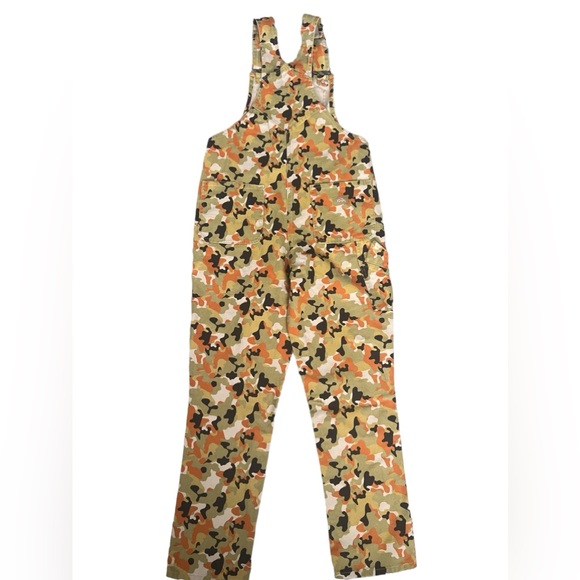 Dickies The Artondale Camo Print Duck Bib Overalls Green Orange Size Small NWT - Picture 12 of 13